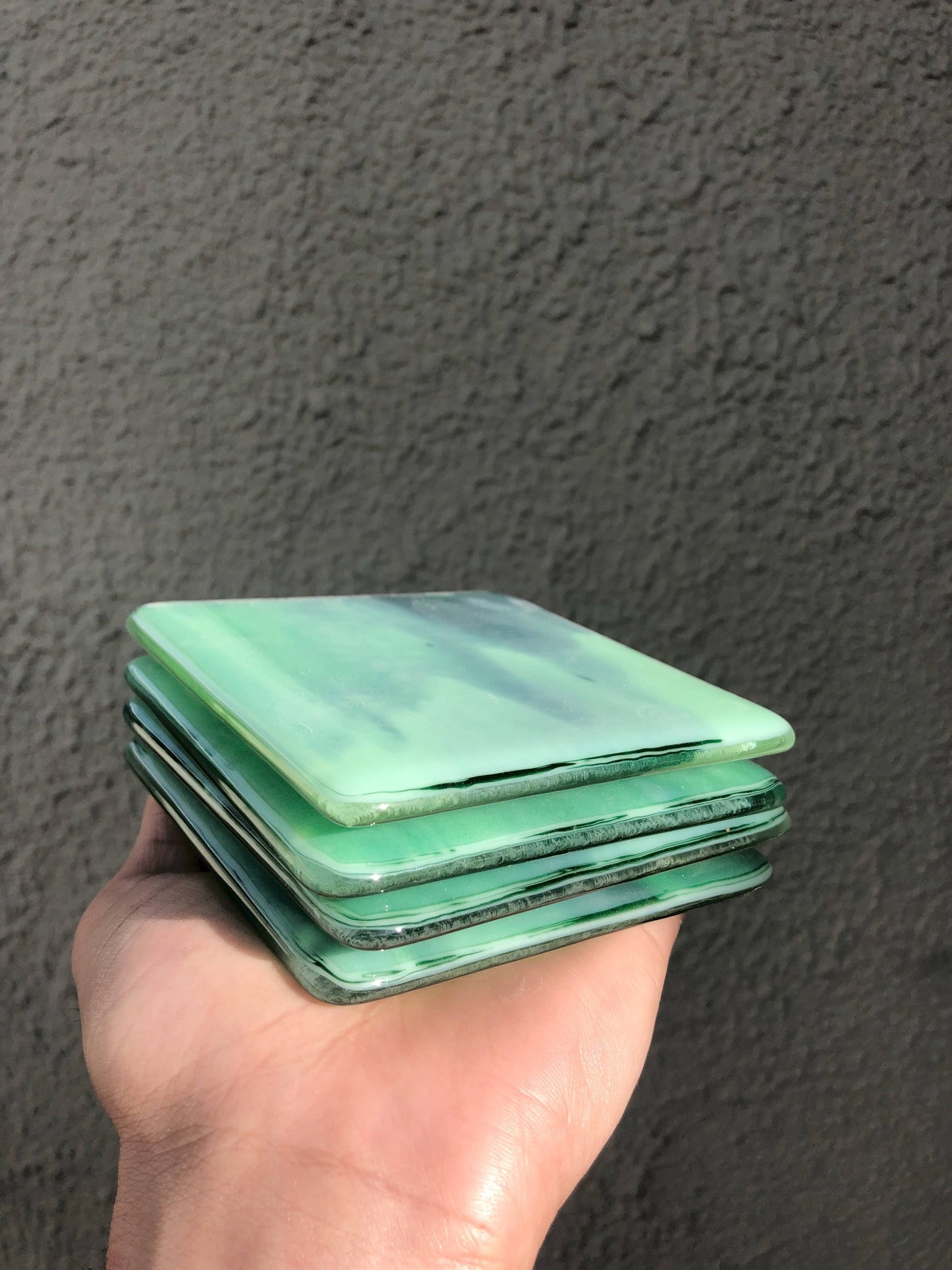Marbled Glass Coaster Emerald Sparkle