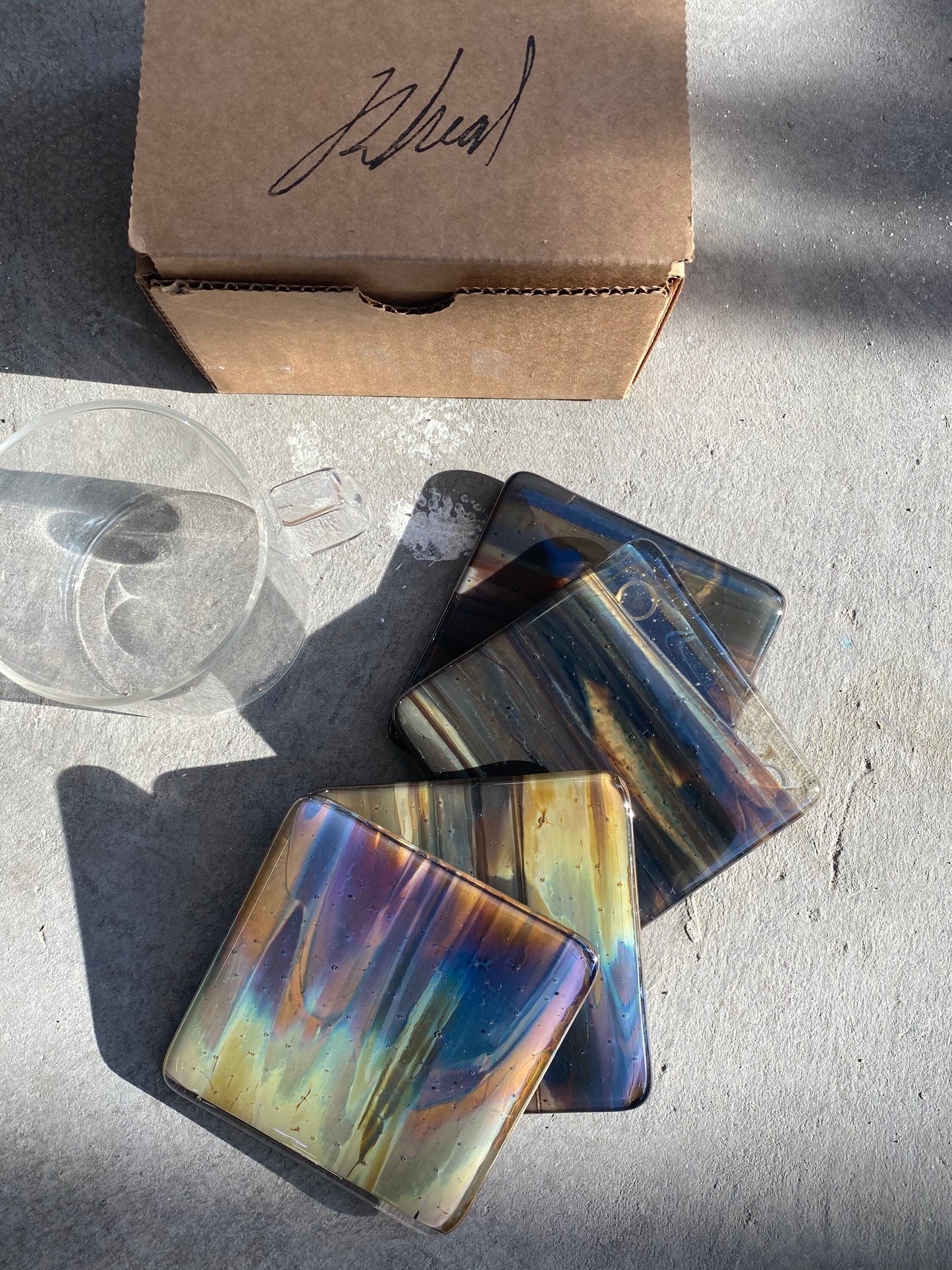 Marbled Glass Coaster Petrified Wood