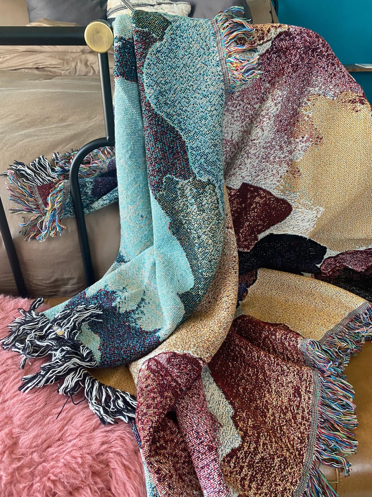 Wine Down Palette Swatch- Woven Art Throw Blanket