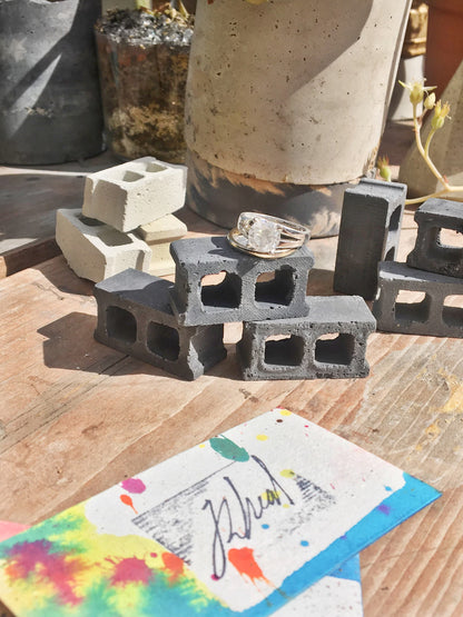 Miniature Charcoal Concrete Block Set of Three