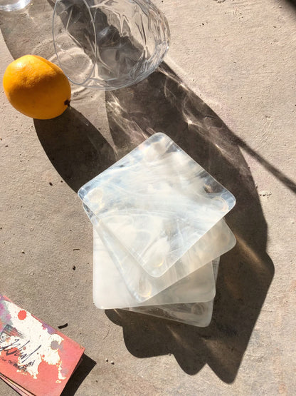 Marbled Glass Coaster White Ice