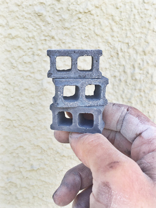 Miniature Charcoal Concrete Block Set of Three