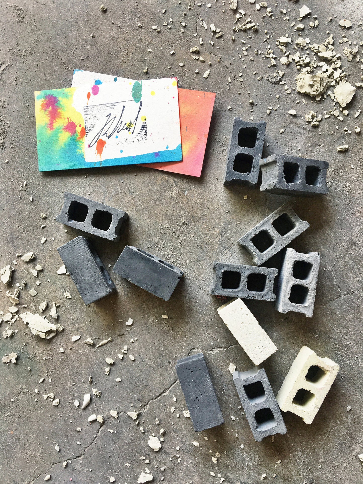 Miniature Charcoal Concrete Block Set of Three