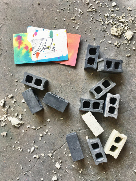 Miniature Charcoal Concrete Block Set of Three