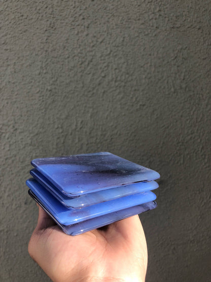 Marbled Glass Coaster Sapphire Swirl