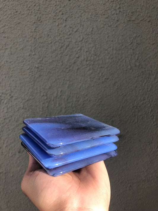 Marbled Glass Coaster Sapphire Swirl