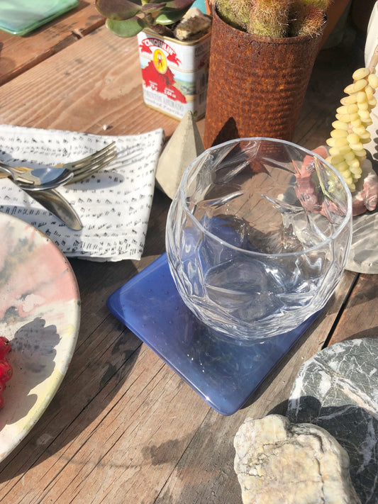 Marbled Glass Coaster Sapphire Swirl