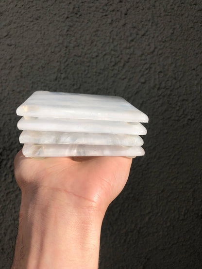 Marbled Glass Coaster White Ice