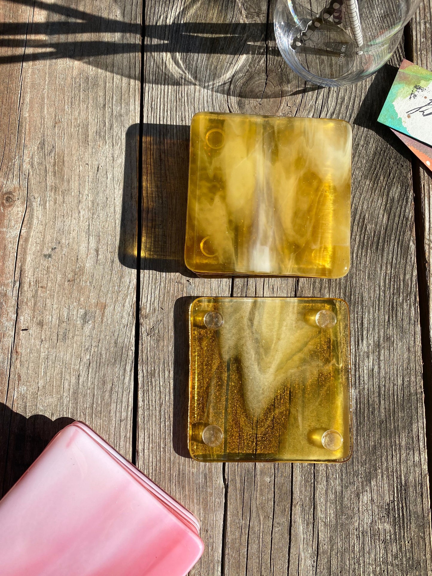 Marbled Glass Coaster Lemon Ice
