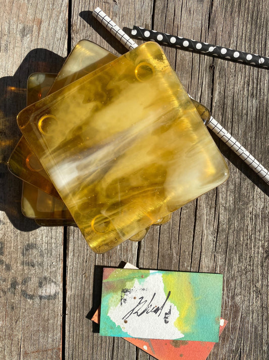 Marbled Glass Coaster Lemon Ice