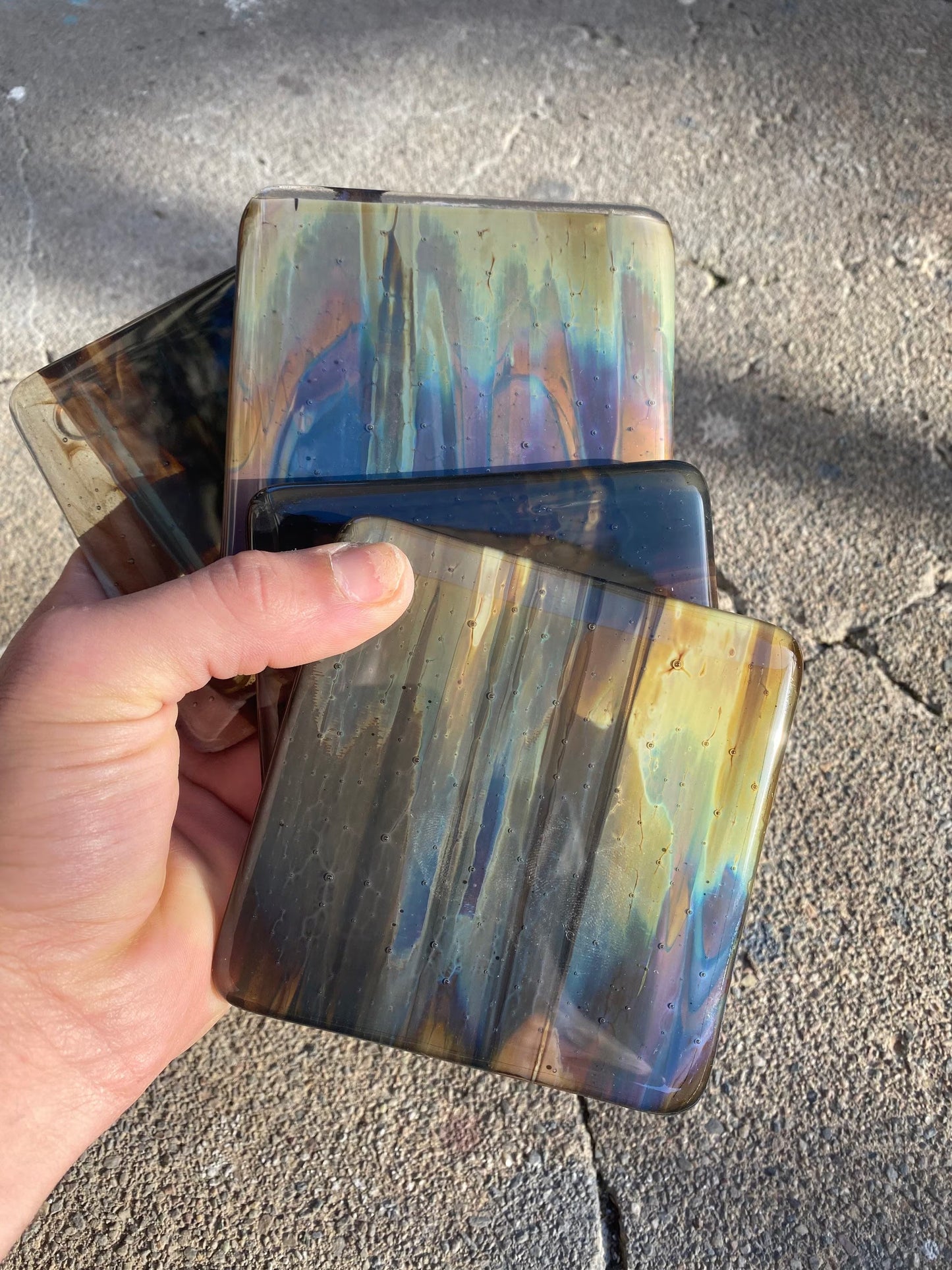 Marbled Glass Coaster Petrified Wood