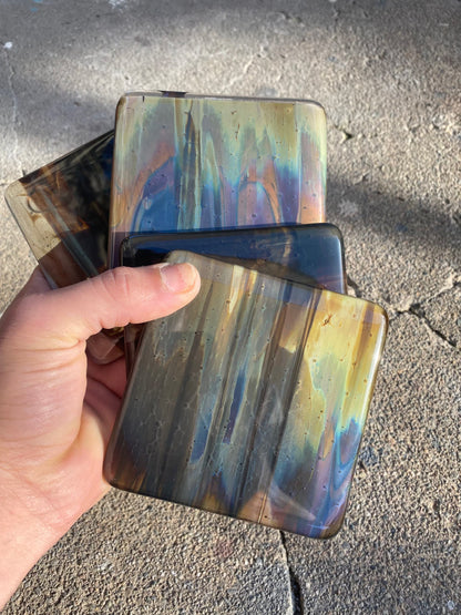 Marbled Glass Coaster Petrified Wood