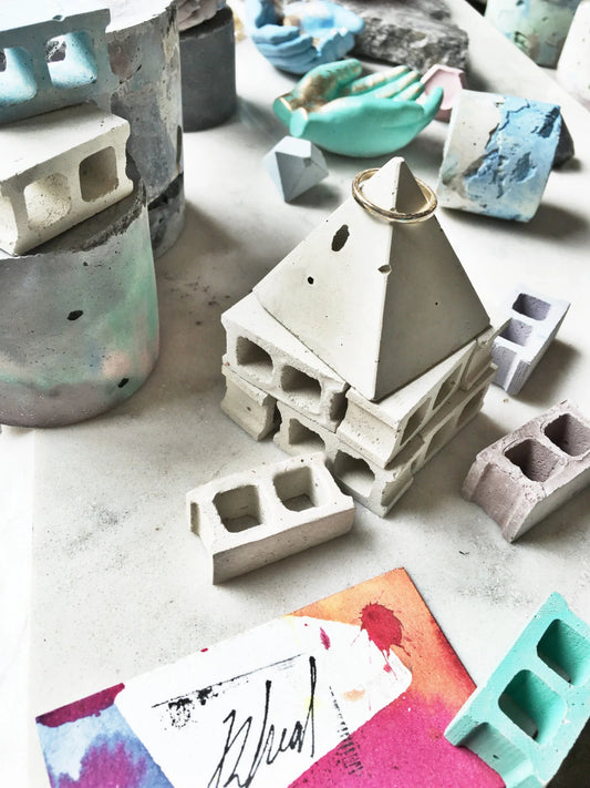 Miniature Concrete Block Set of Three