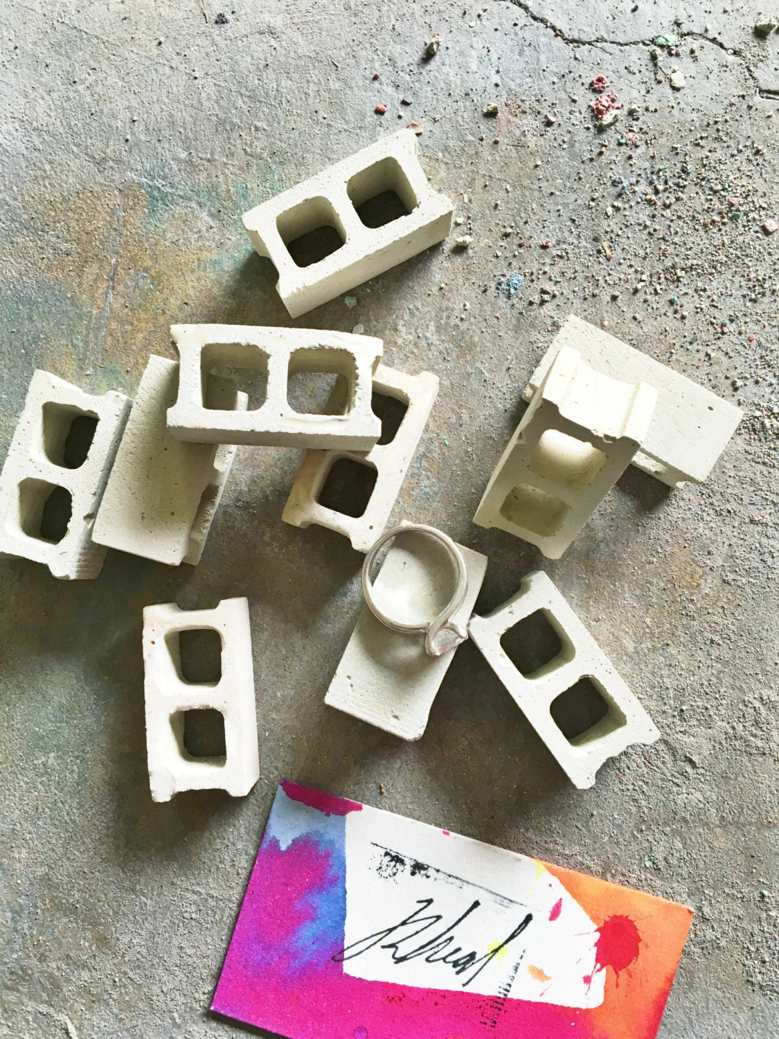 Miniature Concrete Block Set of Three