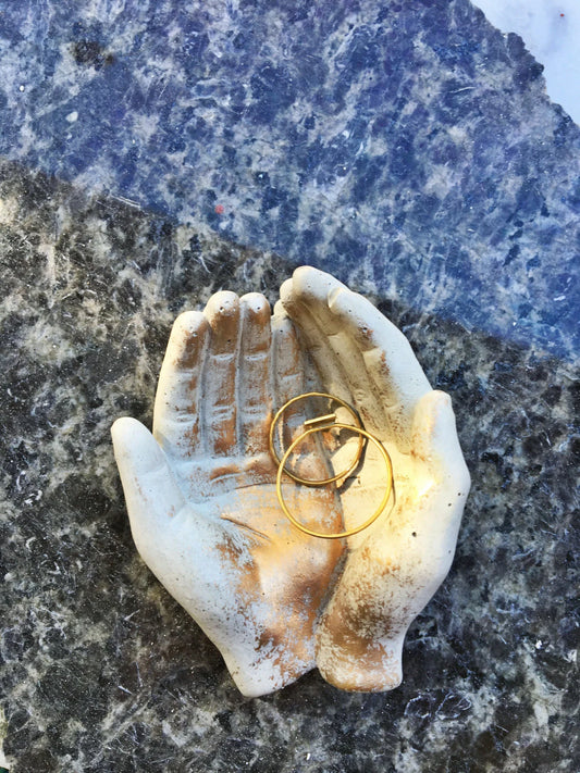 Gold Gilded Natural Concrete Hands Catchall