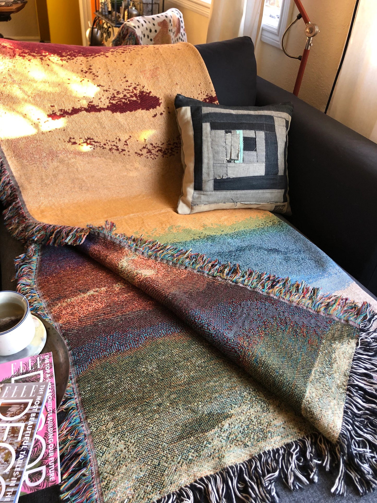 Rainbow Gradient- Woven Art Throw Blanket