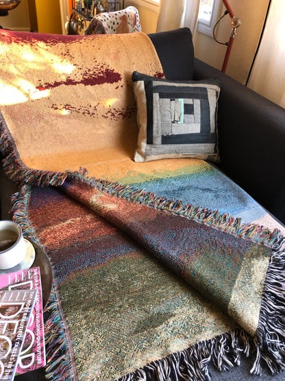 Rainbow Gradient- Woven Art Throw Blanket