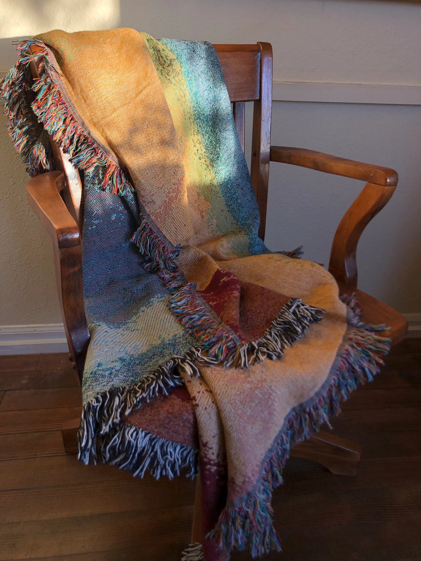 Rainbow Gradient- Woven Art Throw Blanket