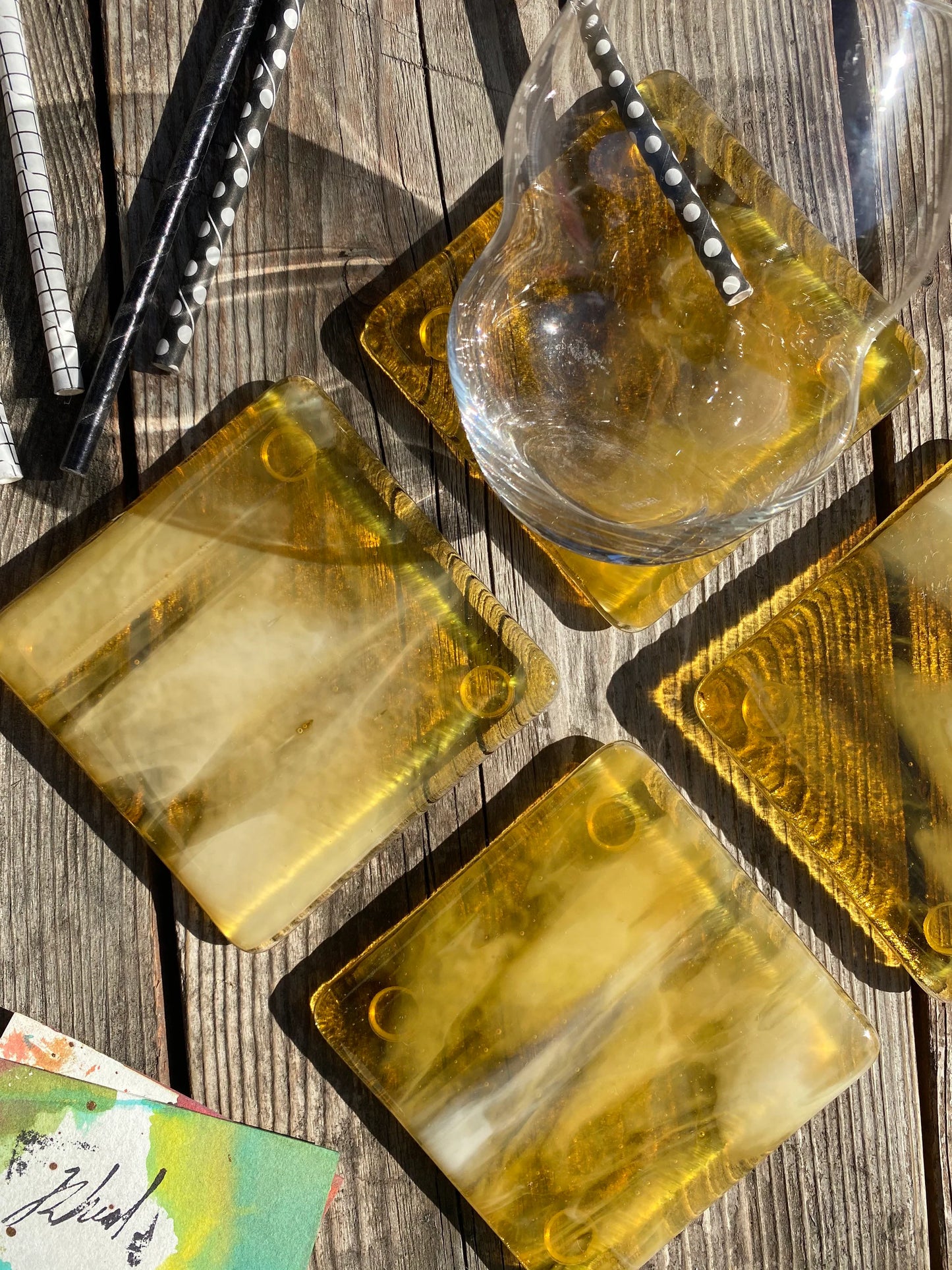 Marbled Glass Coaster Lemon Ice