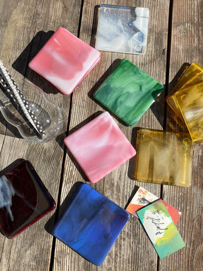 Marbled Glass Coaster Sapphire Swirl