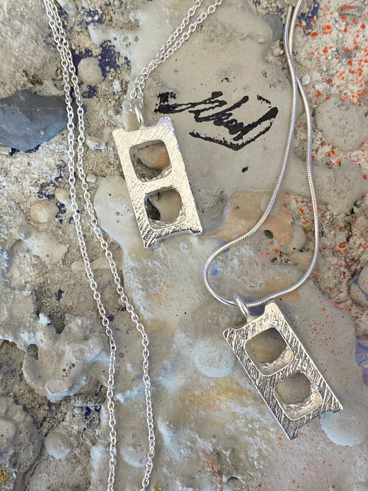 Sterling Silver Brick Charm Necklace