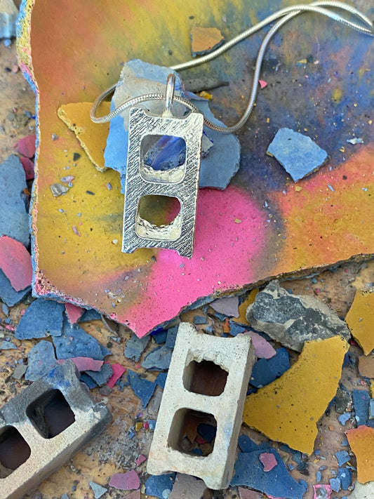 Sterling Silver Brick Charm Necklace
