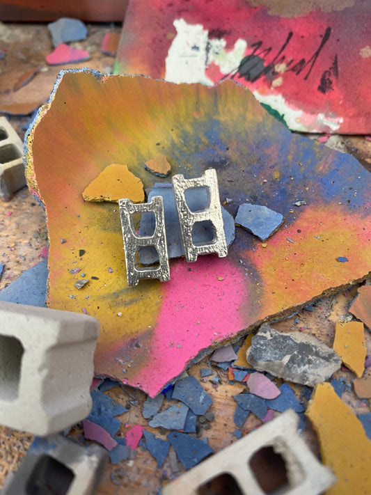 Sterling Silver Mini Brick Earrings