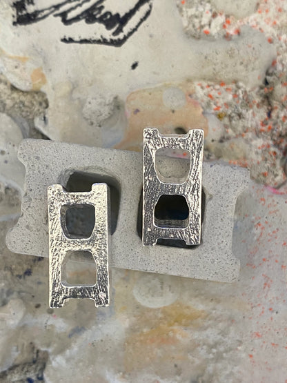 Sterling Silver Mini Brick Earrings