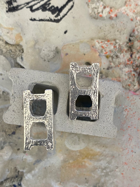 Sterling Silver Mini Brick Earrings