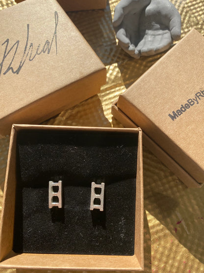 Sterling Silver Mini Brick Earrings