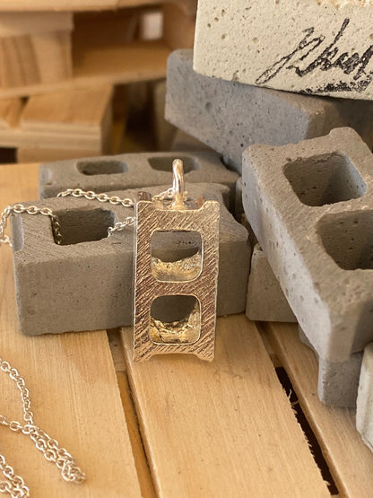 Sterling Silver Brick Charm Necklace