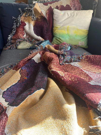 Wine Down Palette Swatch- Woven Art Throw Blanket