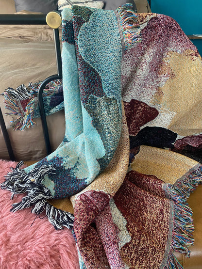 Wine Down Palette Swatch- Woven Art Throw Blanket