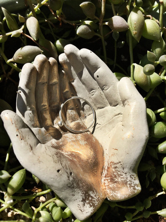 Gold Gilded Natural Concrete Hands Catchall